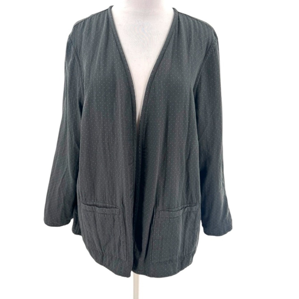 Eileen fisher Reversible Organic Cotton Doubleweave jacket stripe polka dot XL